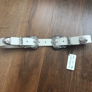 White Lovestrength Belt medium western Coachella